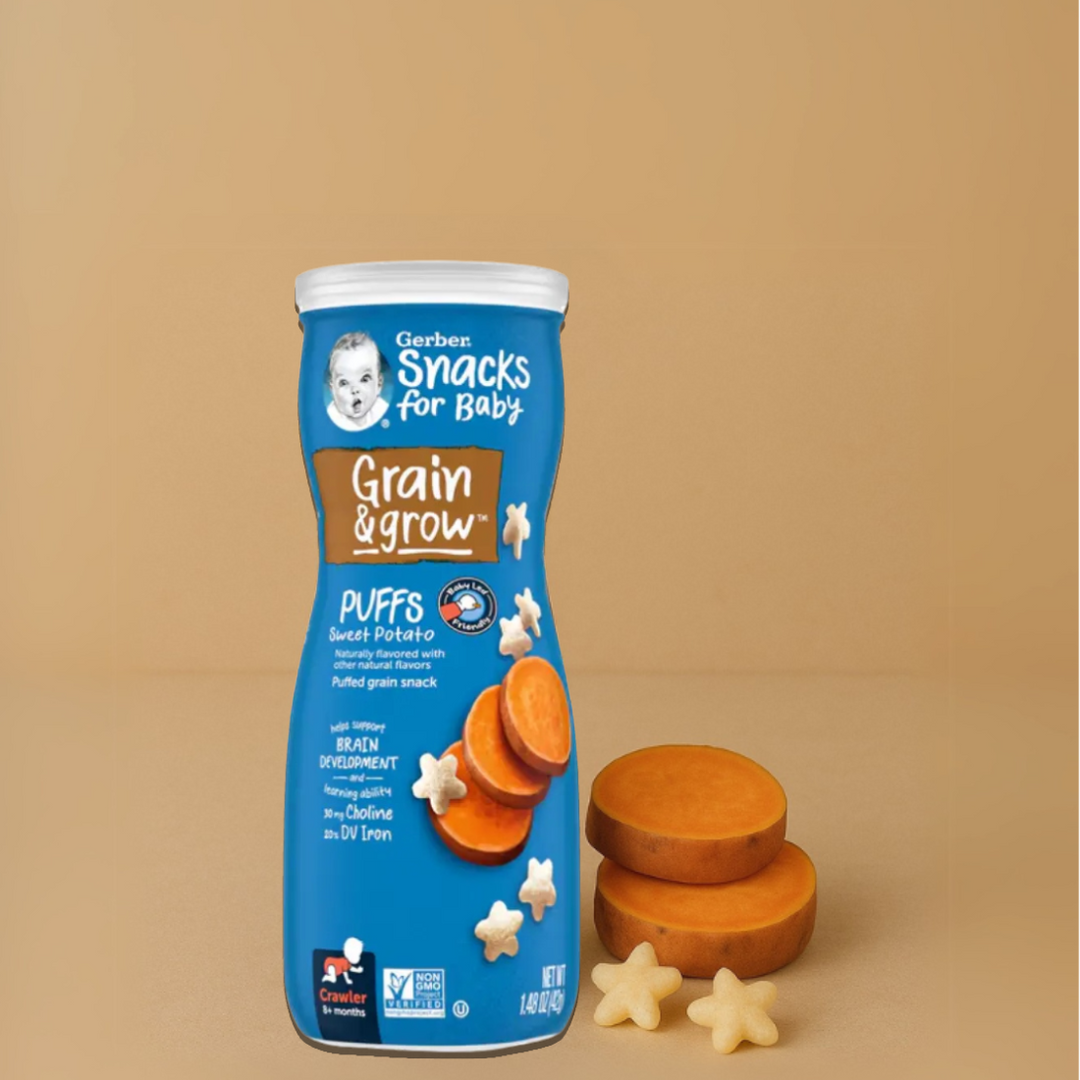 Gerber Puffs Variety Pack (Apple Cinnamon + Peach + Sweet Potato + Vanilla) (4 x 42g)
