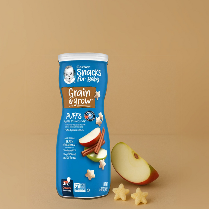 Gerber Puffs Variety Pack (Apple Cinnamon + Peach + Sweet Potato + Vanilla) (4 x 42g)