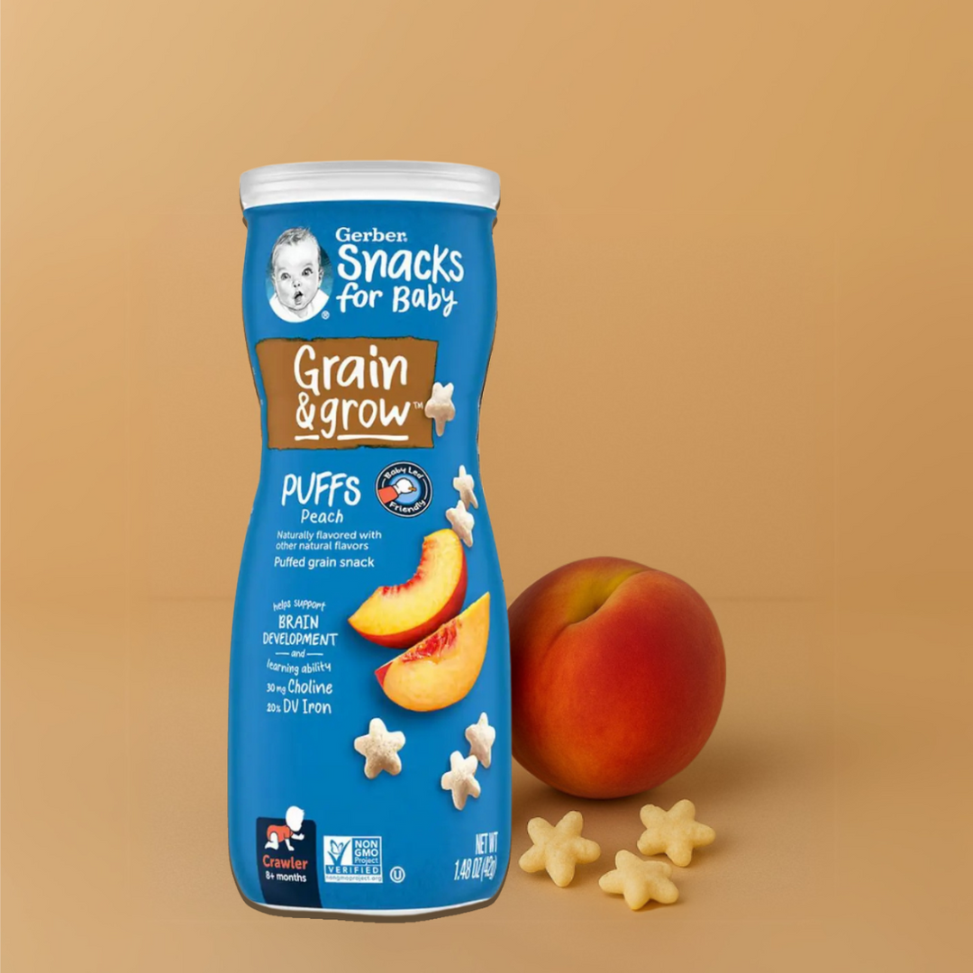 Gerber Puffs Variety Pack (Apple Cinnamon + Peach + Sweet Potato + Vanilla) (4 x 42g)