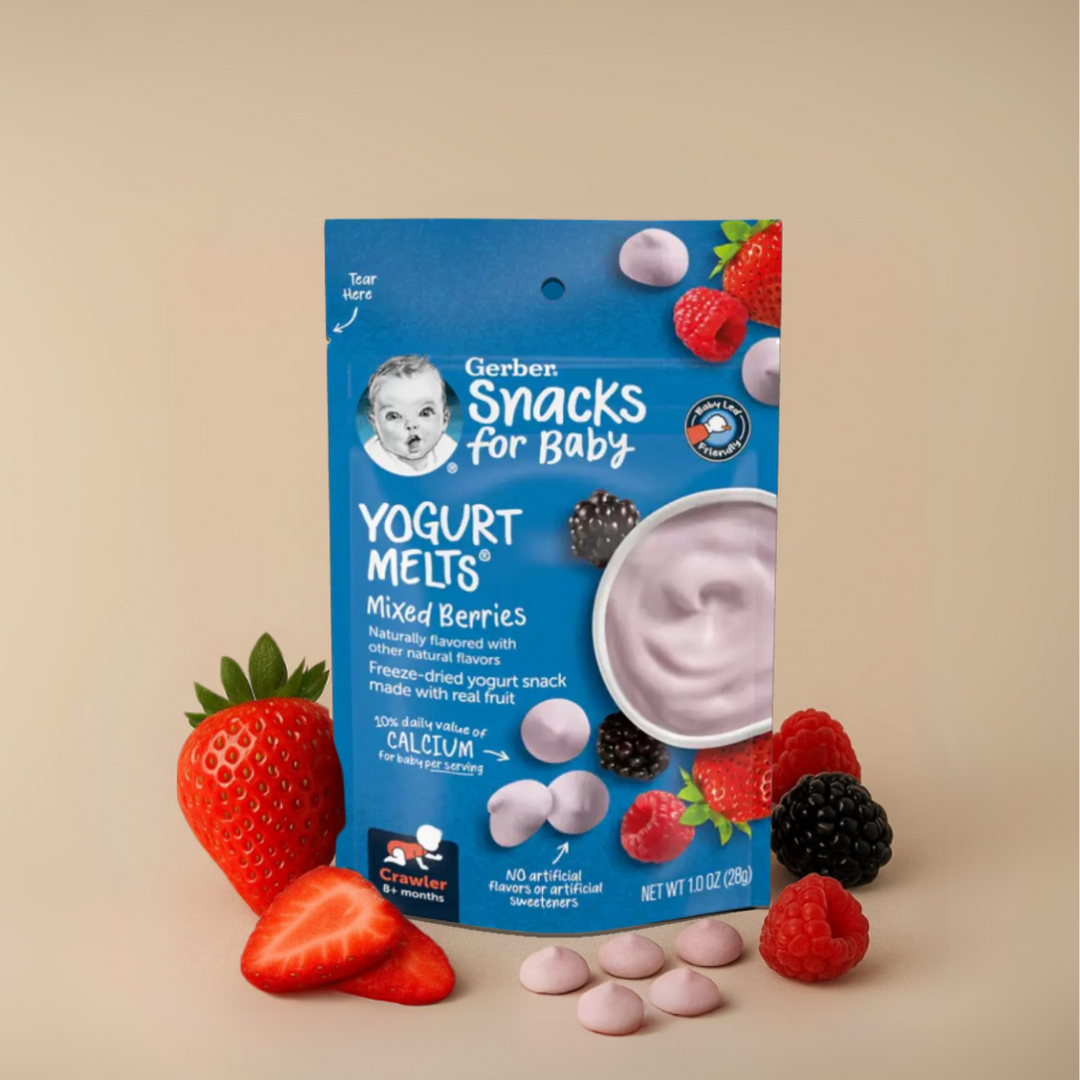 Gerber Yogurt Melts Variety Pack (Peach + Strawberry + Mixed Berries + Banana Vanilla) (4 x 28g)