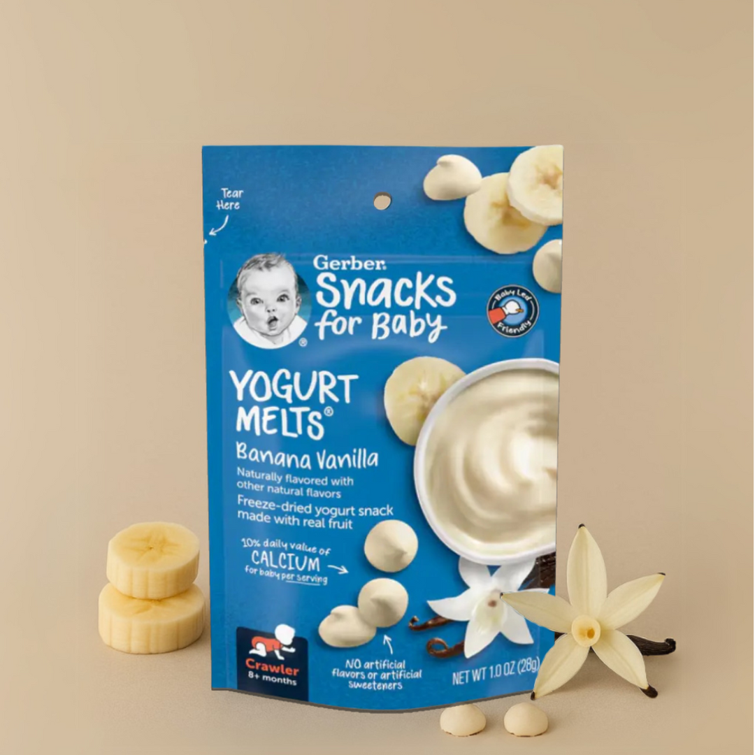 Gerber Yogurt Melts Variety Pack (Peach + Strawberry + Mixed Berries + Banana Vanilla) (4 x 28g)