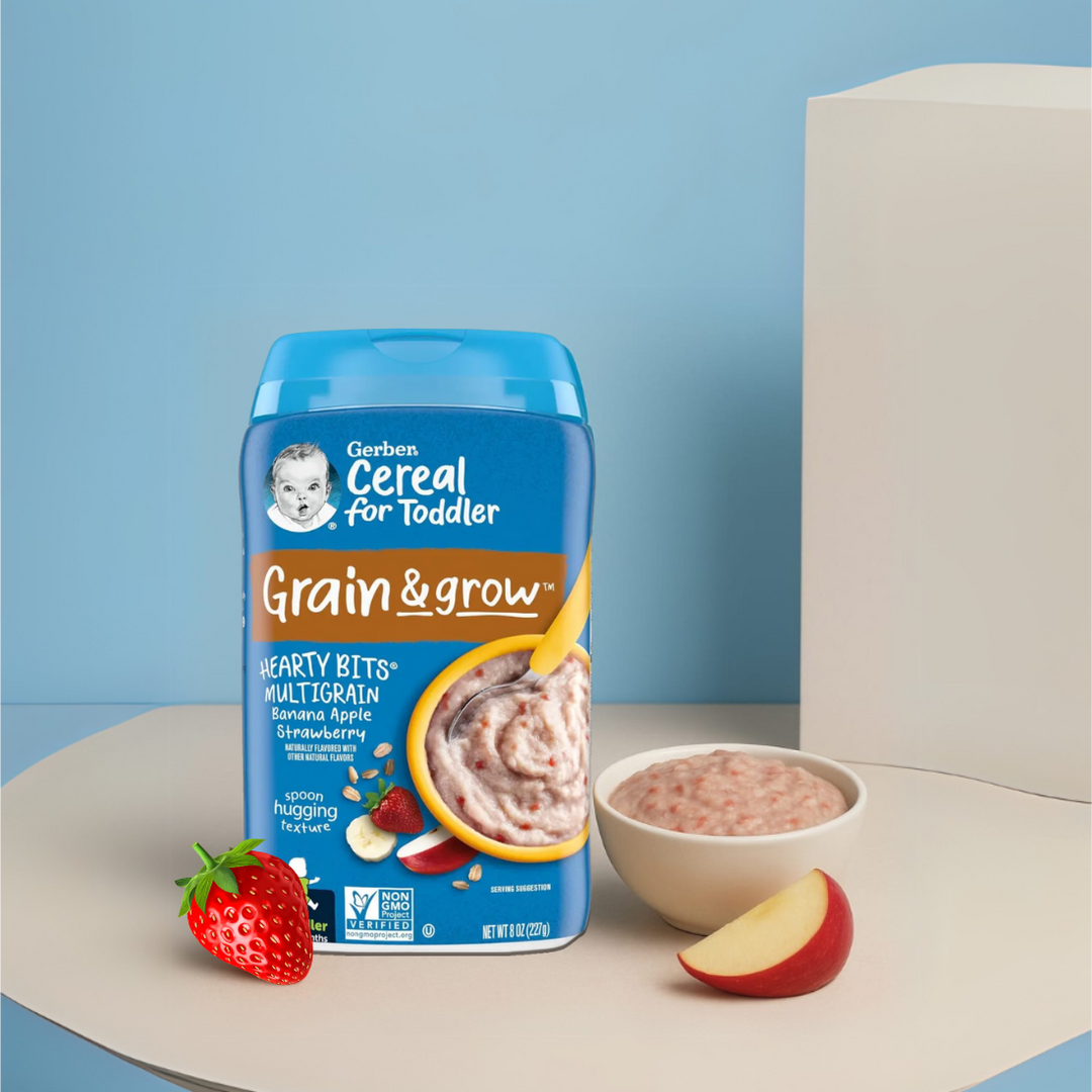 Gerber Cereal Variety Pack (Grain & Grow Multigrain + Hearty Bits Multigrain, Banana, Apple & Strawberry + Power Blend Probiotic Oatmeal, Lentil, Carrot & Apple + Probiotic Oatmeal & Banana) (4 x 227g)