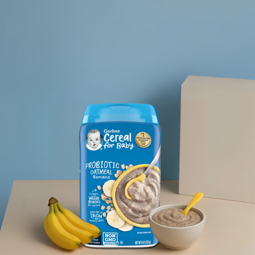 Gerber Cereal Variety Pack (Grain & Grow Multigrain + Hearty Bits Multigrain, Banana, Apple & Strawberry + Power Blend Probiotic Oatmeal, Lentil, Carrot & Apple + Probiotic Oatmeal & Banana) (4 x 227g)