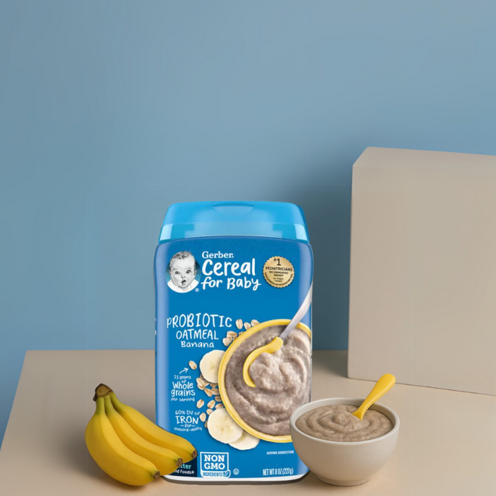 Gerber Cereal Variety Pack (Grain & Grow Multigrain + Hearty Bits Multigrain, Banana, Apple & Strawberry + Power Blend Probiotic Oatmeal, Lentil, Carrot & Apple + Probiotic Oatmeal & Banana) (4 x 227g)