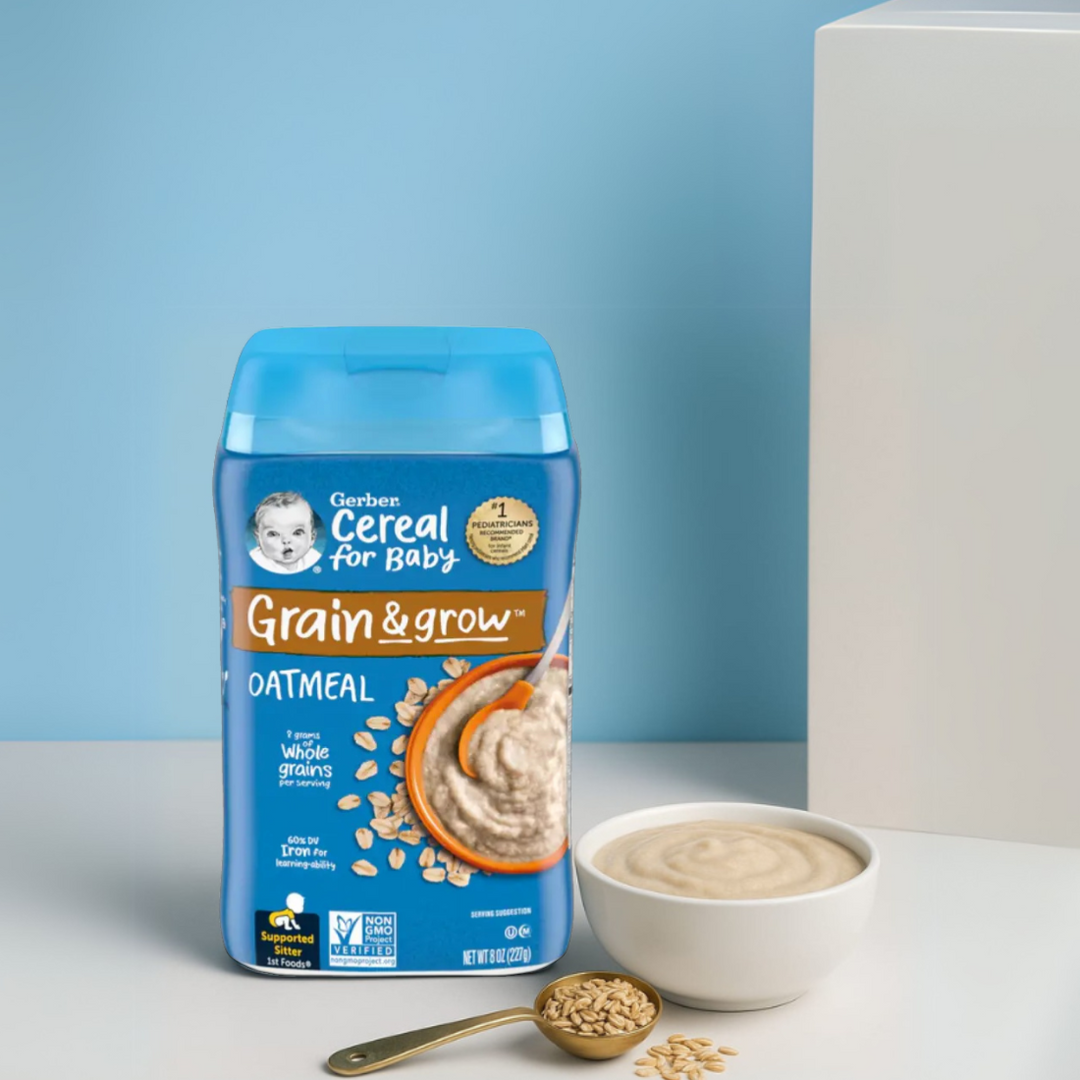 Gerber Cereal Variety Pack (Grain & Grow Multigrain + Hearty Bits Multigrain, Banana, Apple & Strawberry + Power Blend Probiotic Oatmeal, Lentil, Carrot & Apple + Probiotic Oatmeal & Banana) (4 x 227g)