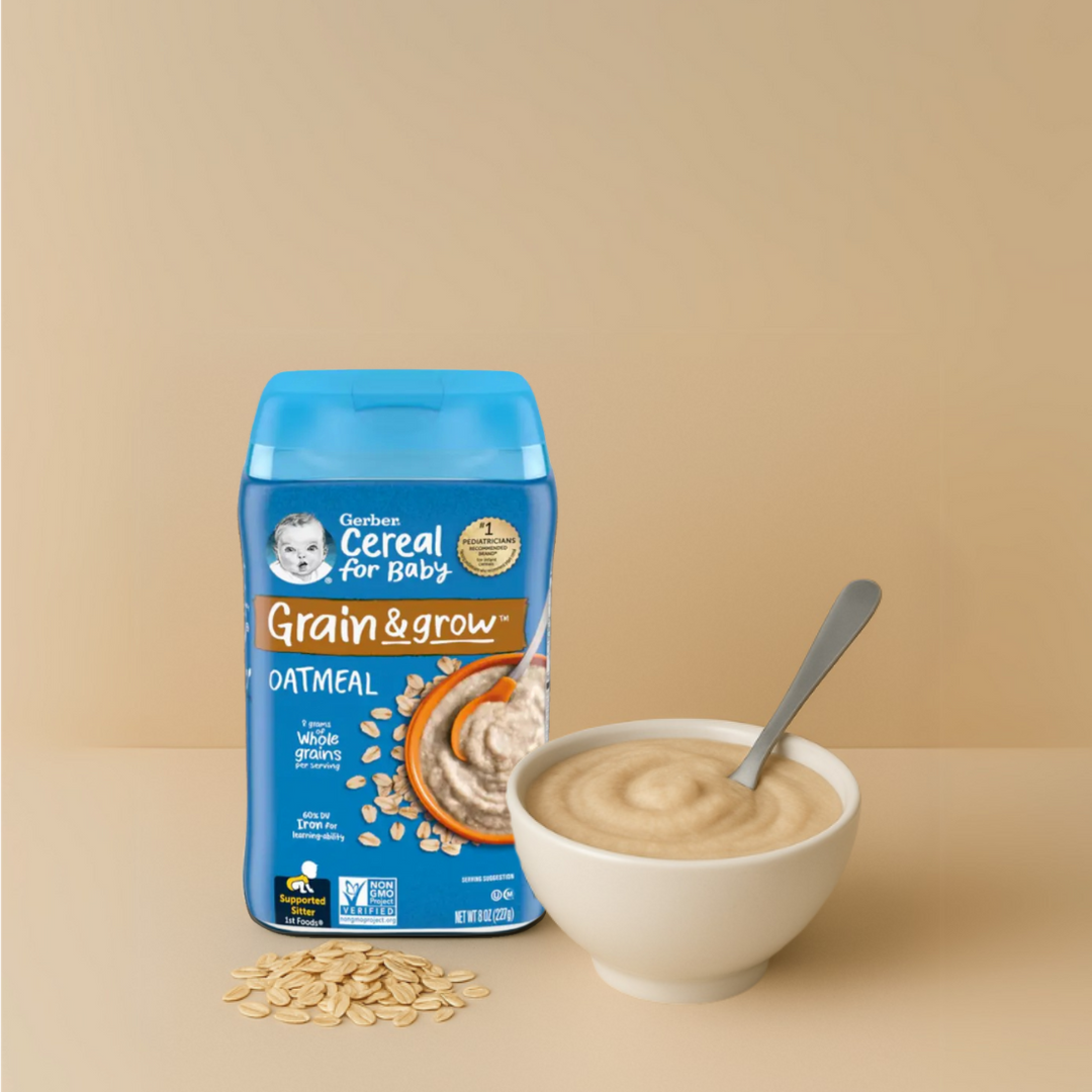 Gerber Cereal Variety Pack (Grain & Grow Oatmeal + Lil' Bits Oatmeal, Banana & Strawberry + Power Blend Probiotic Oatmeal, Lentil, Peach & Apple + Rice) (4 x 227g)