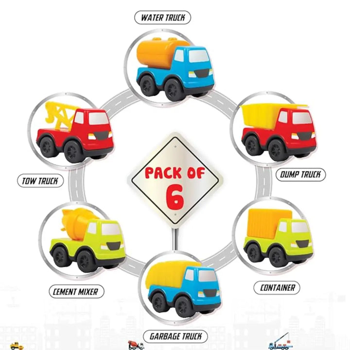 Giggles Mini Vehicles - Construction Series Gift Pack of 6