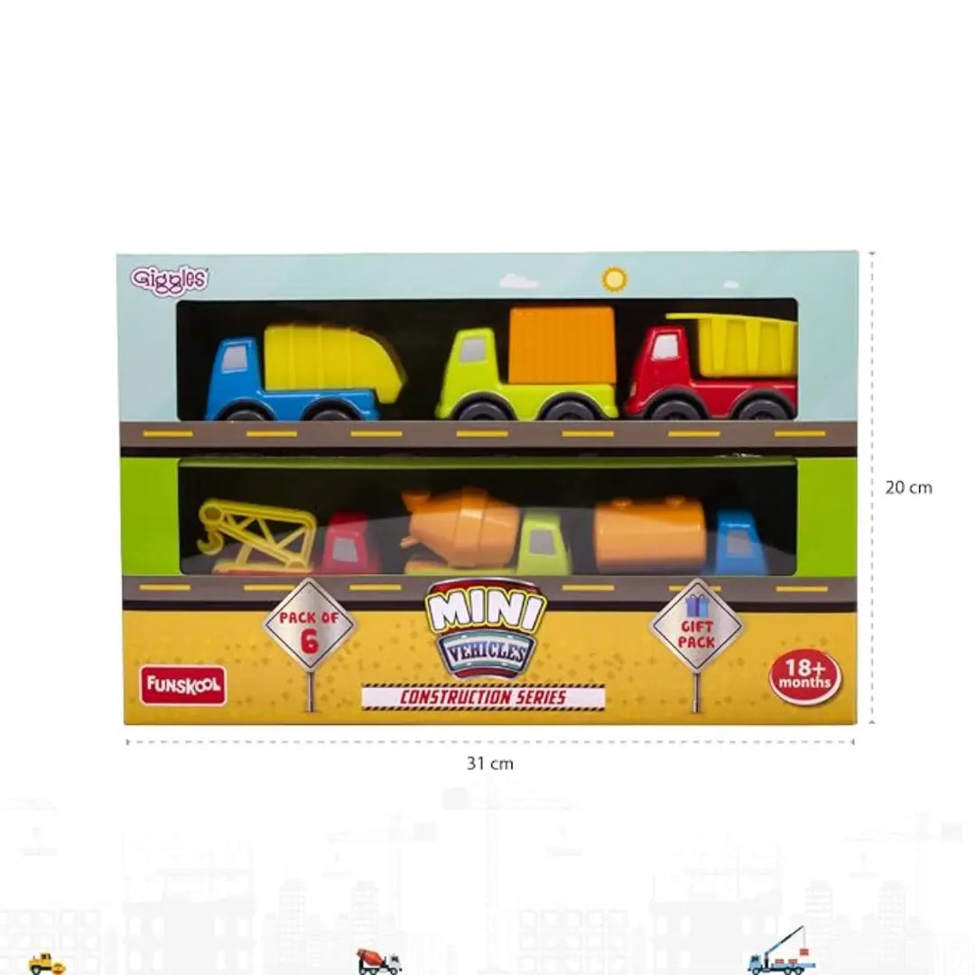 Giggles Mini Vehicles - Construction Series Gift Pack of 6