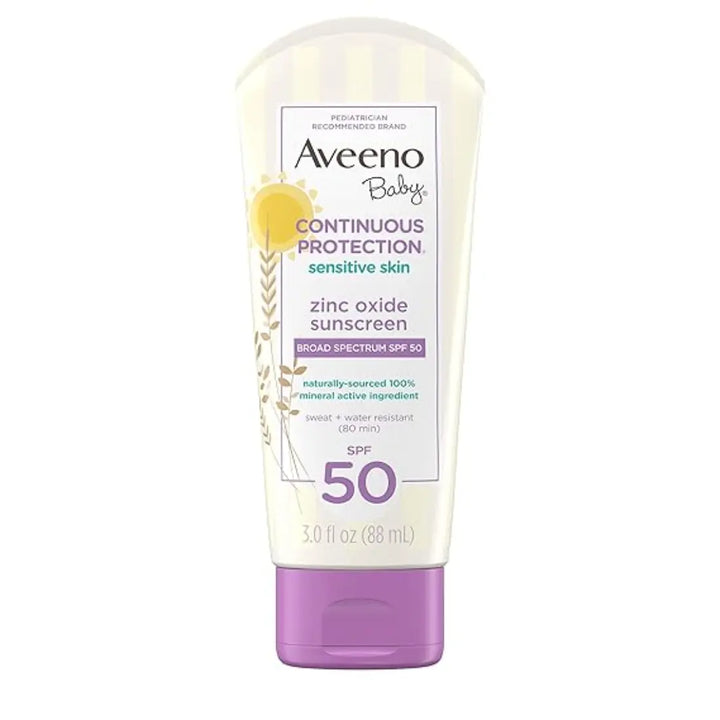 Aveeno Baby Continuous Protection Sensitive Skin Zinc Oxide Sunscreen (88ml)