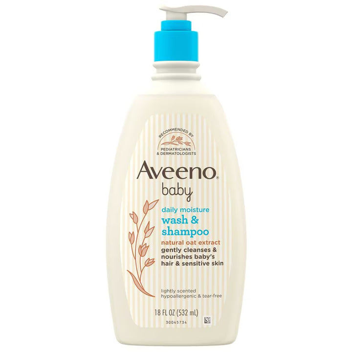 Aveeno Baby Daily Moisture Wash & Shampoo with Natural Oat Extract (532ml)