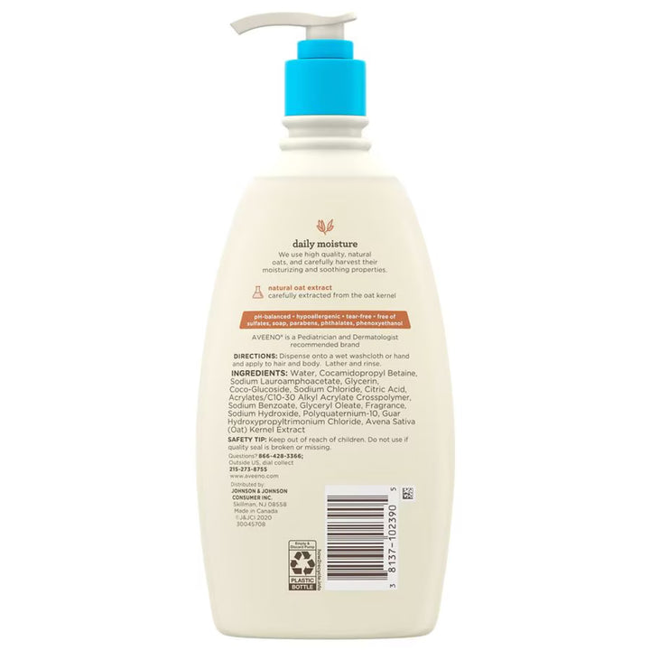 Aveeno Baby Daily Moisture Wash & Shampoo with Natural Oat Extract (532ml)