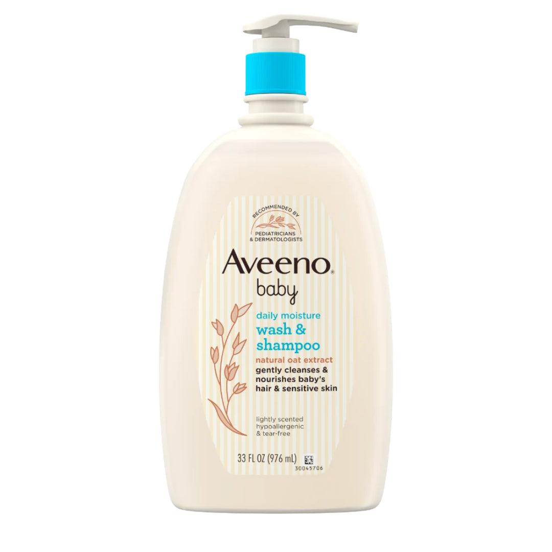 Aveeno Baby Daily Moisture Wash & Shampoo with Natural Oat Extract (976ml)