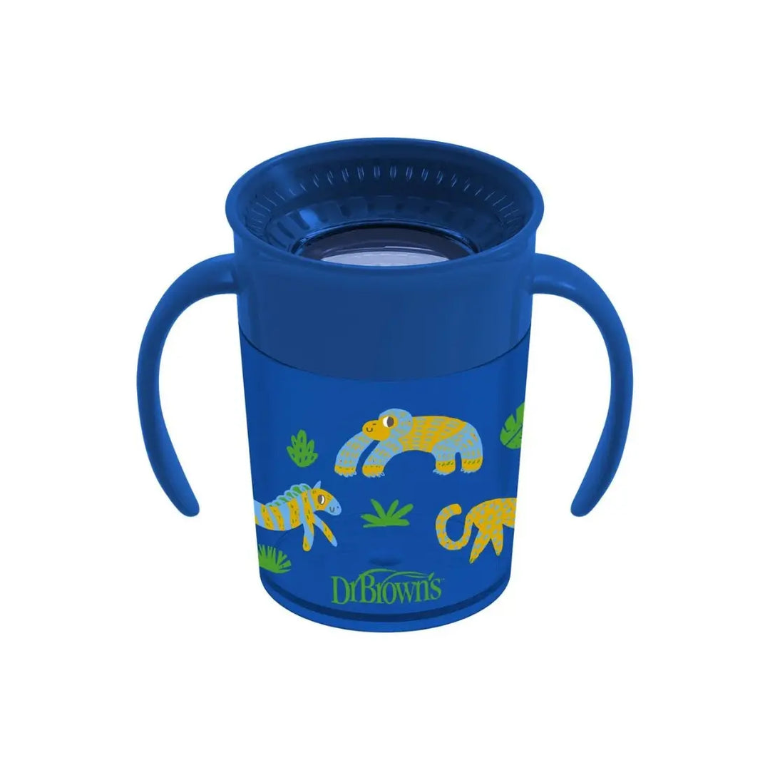 Dr. Brown's Smooth Wall Cheers360 Cup W/ Handles 7 oz/200ml (Blue Deco)