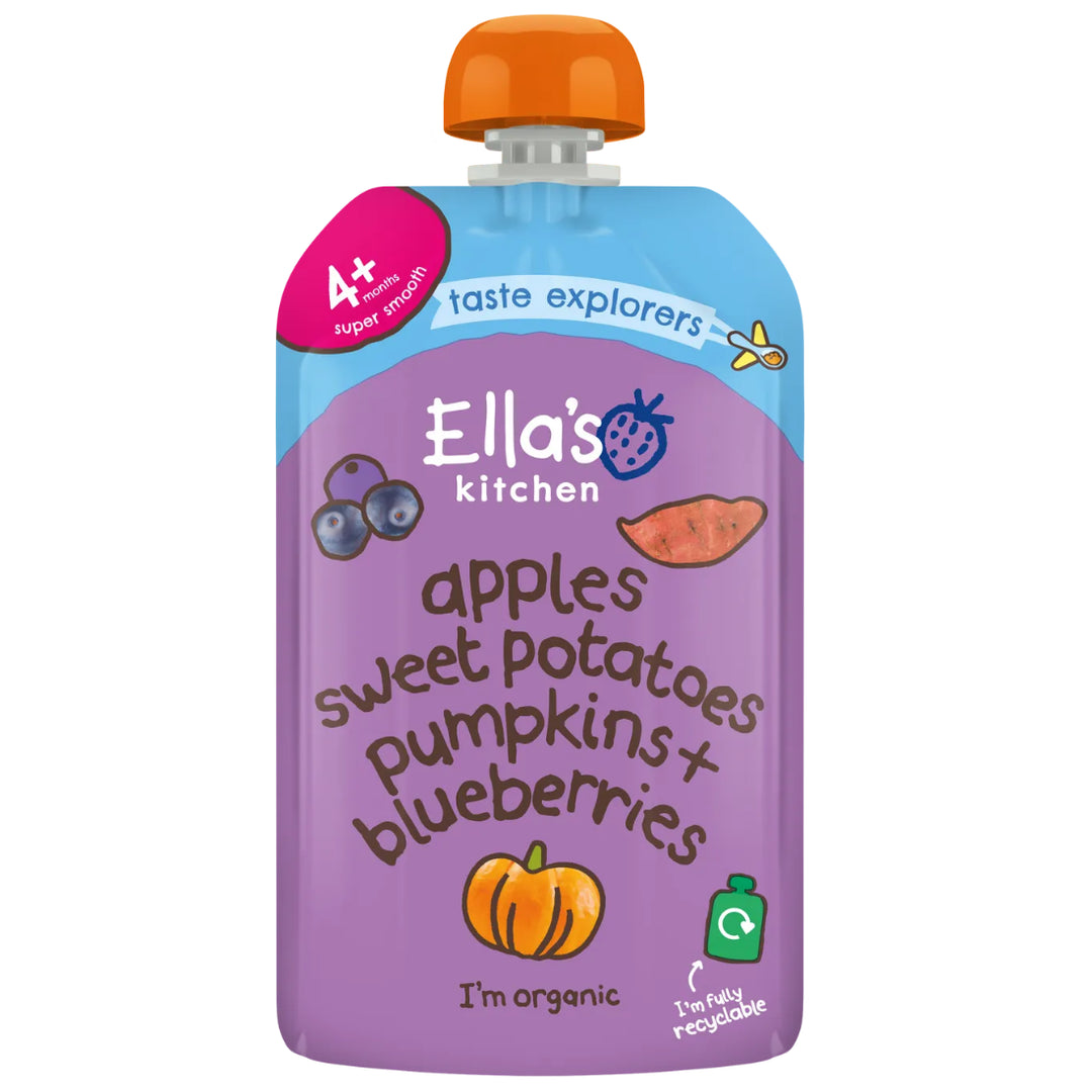 Ella's Kitchen Puree Sweet Potatoes, Pumpkins, Apples + Blueberries (120g)
