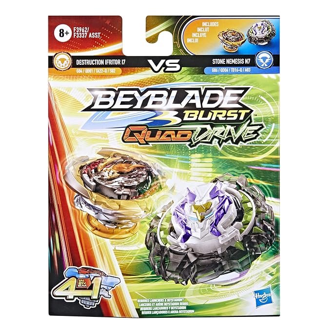 Beyblade Burst QuadDrive Destruction Ifritor I7 And Stone Nemesis N7 Spinning Top Dual Pack