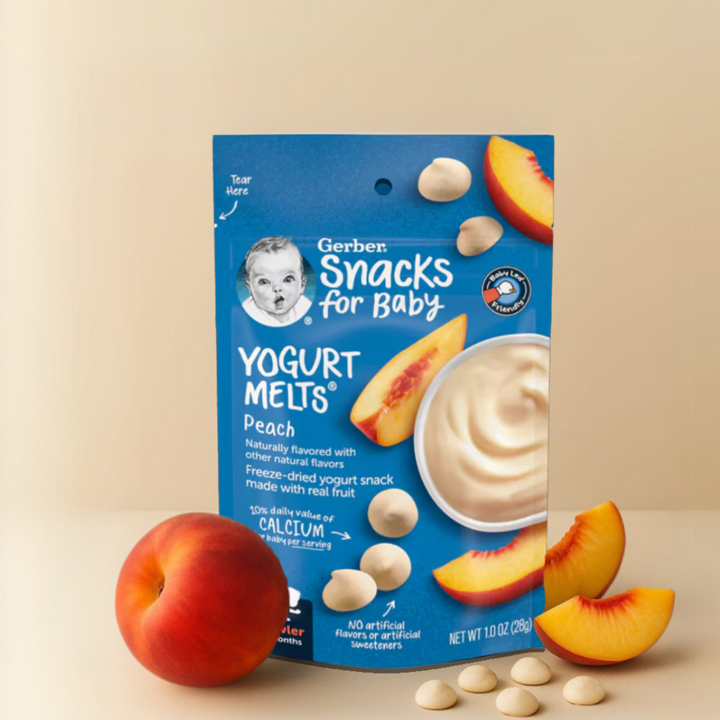 Gerber Yogurt Melts Variety Pack (Peach + Strawberry + Mixed Berries + Banana Vanilla) (4 x 28g)