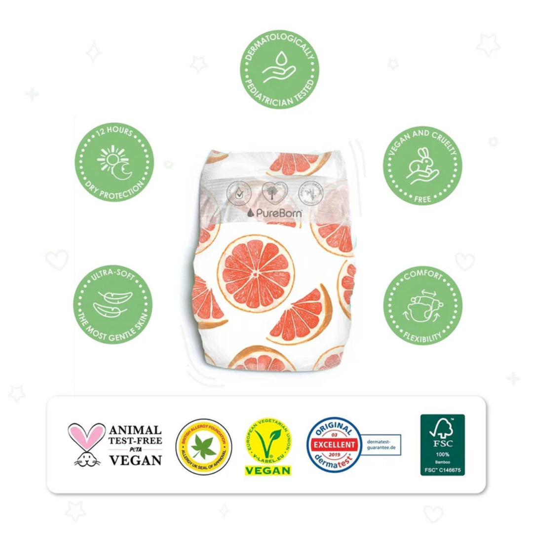 PureBorn Organic Bamboo Diapers Size 6 (16-20KG)