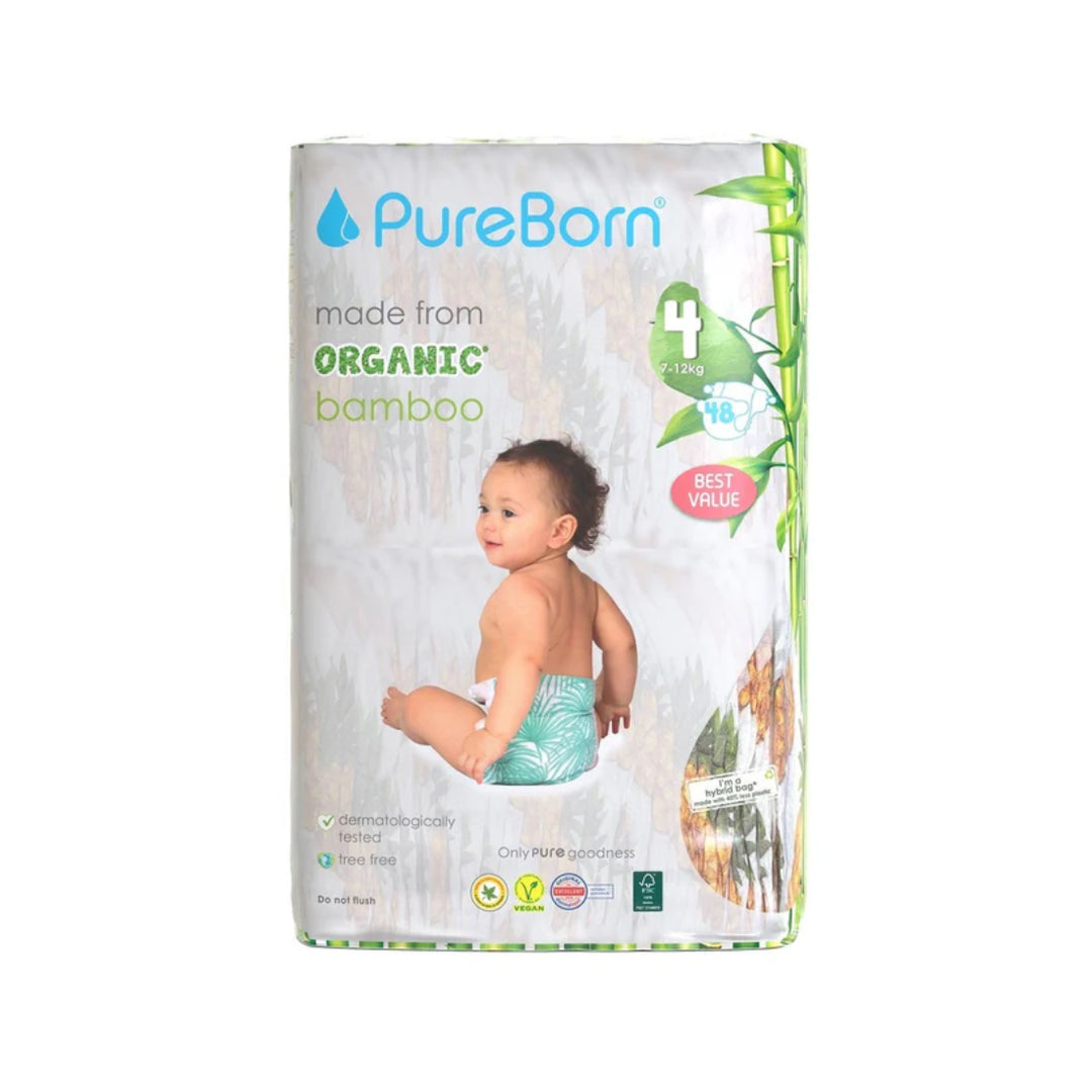 PureBorn Organic Bamboo Diapers Size 4 (7-12KG)