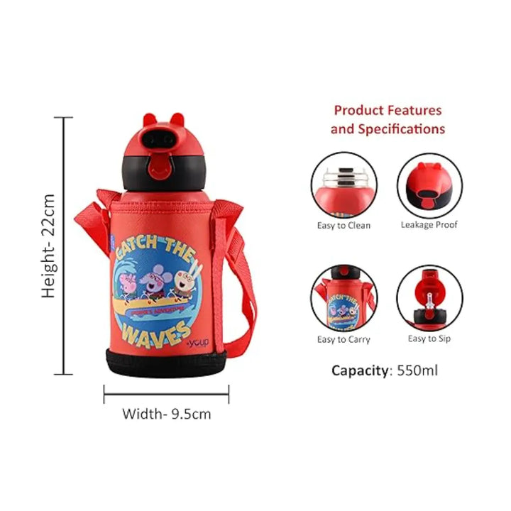 Peppa Pig Stainless Steel Bottle - Zippy (550 ml) - Red