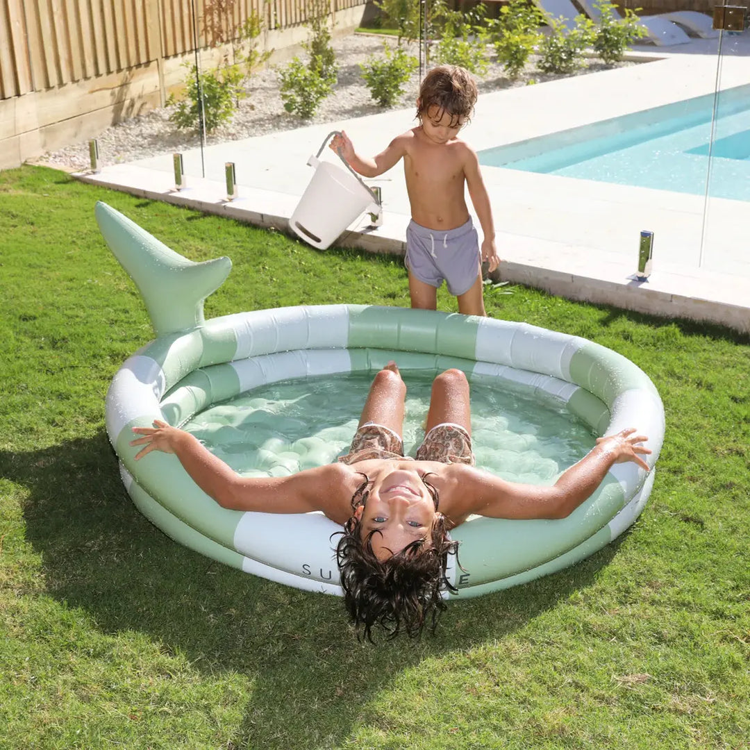 SUNNYLiFE Inflatable Backyard Pool - Shark Tribe Khaki