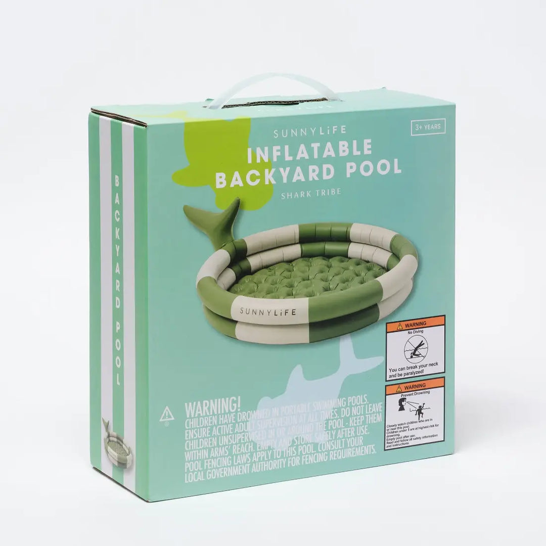 SUNNYLiFE Inflatable Backyard Pool - Shark Tribe Khaki