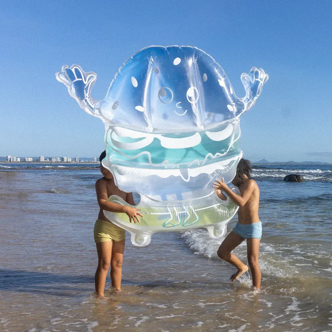 SUNNYLiFE Kids Lie-On Float - Burger Boy The Sea Kids Blue-Lime