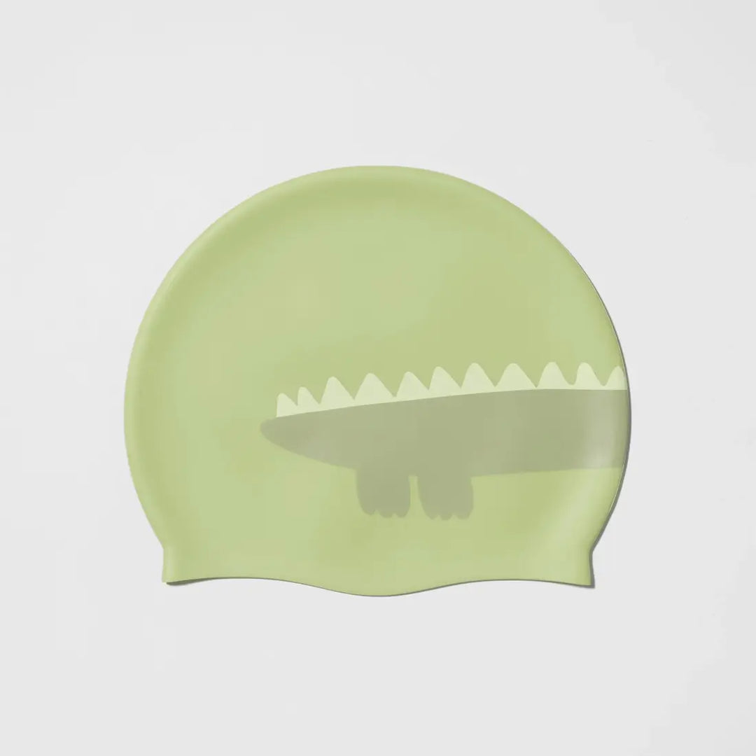SUNNYLiFE Kids Swimming Cap - Cookie the Croc Light Khaki