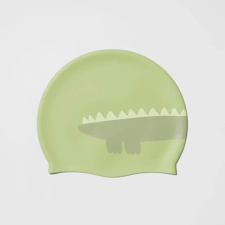 SUNNYLiFE Kids Swimming Cap - Cookie the Croc Light Khaki