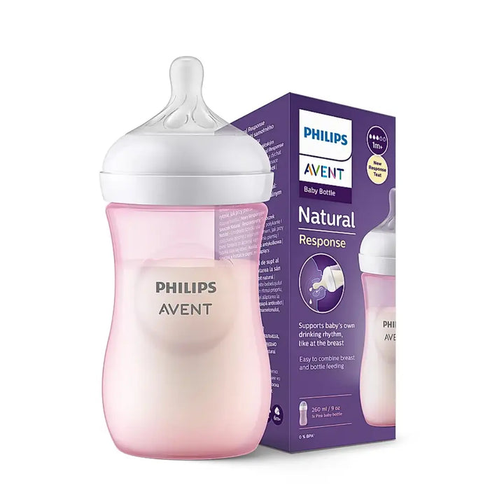 Philips Avent Natural Response Bottle (Pink) (1M+) - 9oz/260ml (Single Pack)