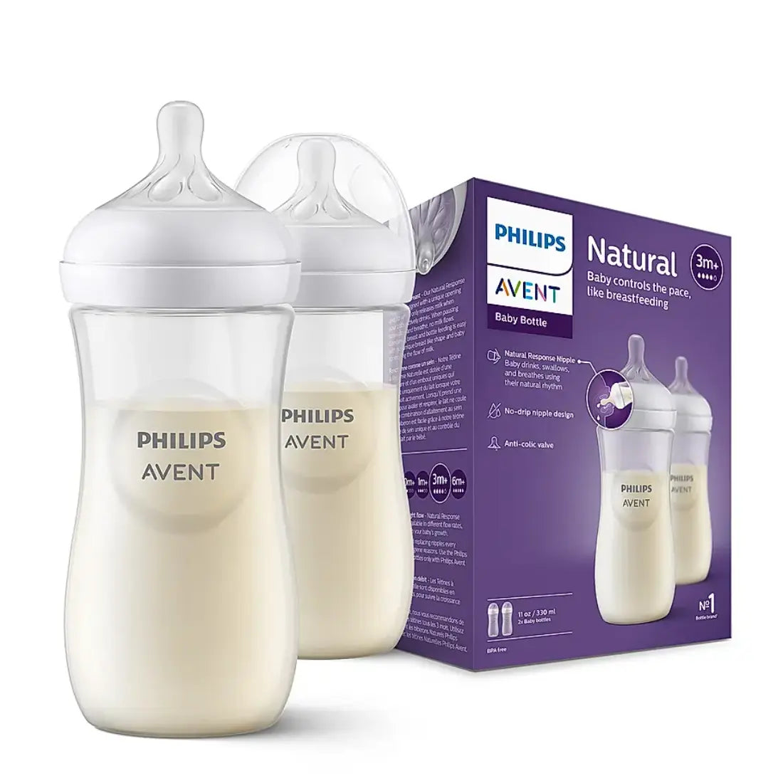 Philips Avent Natural Response Bottle (3M+) 11oz/330ml (Twin