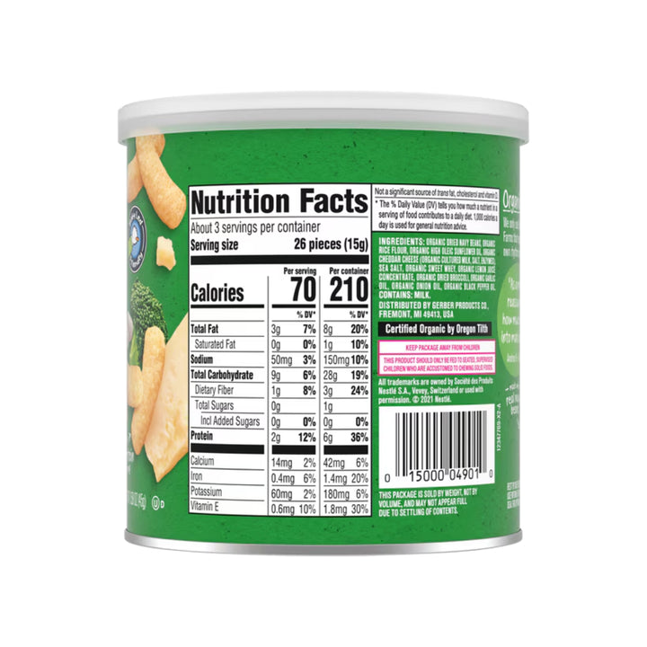 Gerber Organic Lil' Crunchies White Cheddar Broccoli (42g)