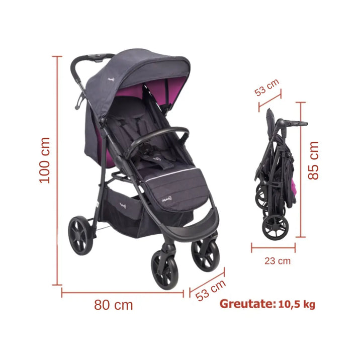 babyGO Style 3 in 1 Stroller Travel Set (Rosa)