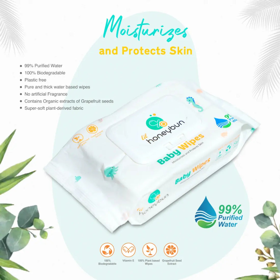 lil honeybun 99% Purified Water Baby Wipes (80 Wipes)