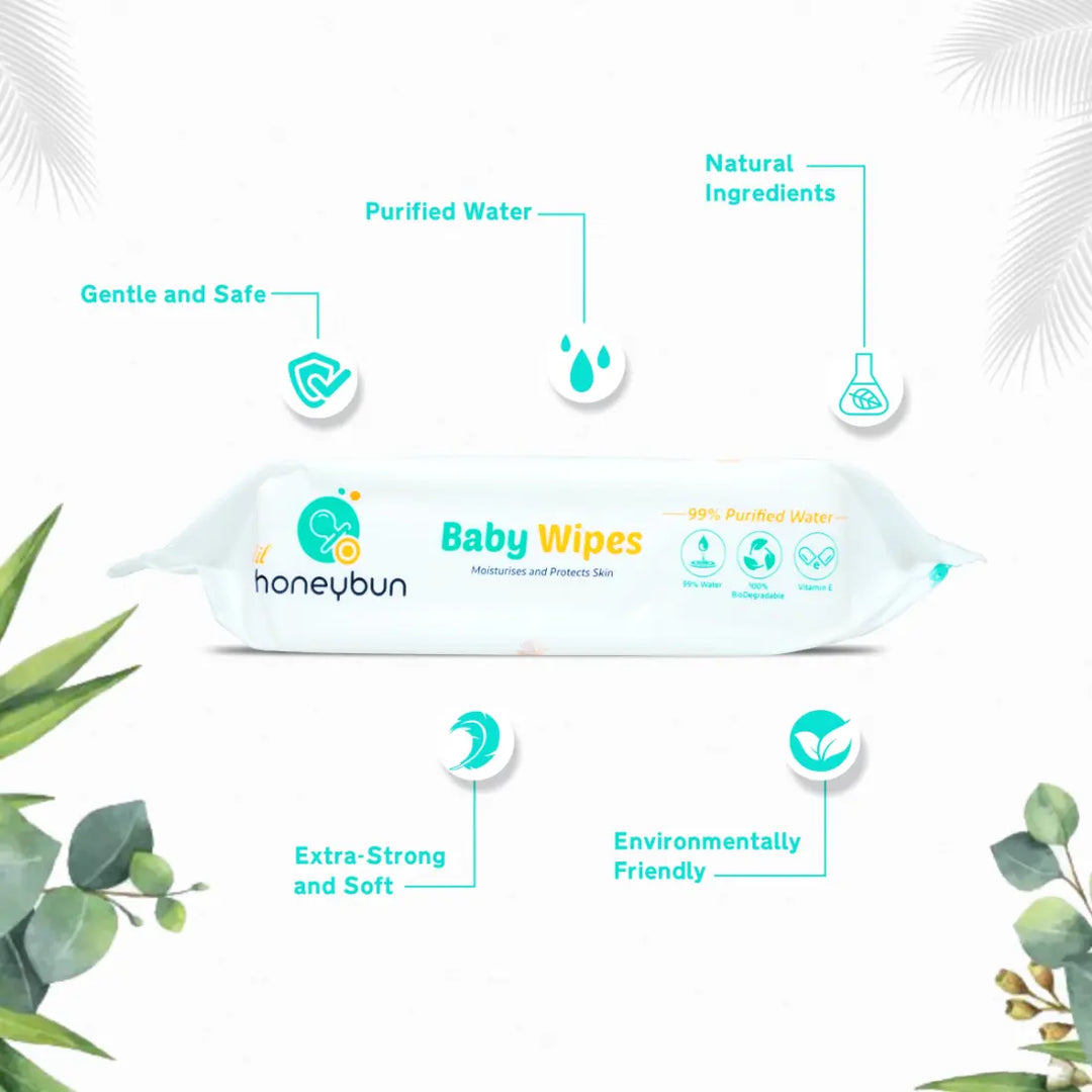 lil honeybun 99% Purified Water Baby Wipes (80 Wipes)