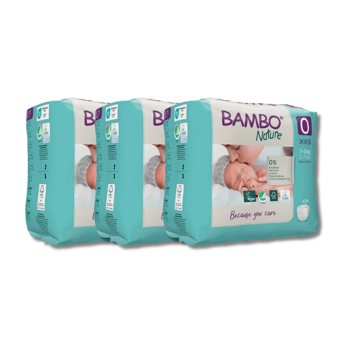 Bambo Nature Taped Diapers Size 0 (XXS) (24 pcs) (1-3 kg)