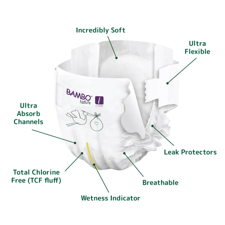 Bambo Nature Taped Diapers Size 1 (XS) (22 pcs) (2-4 kg)