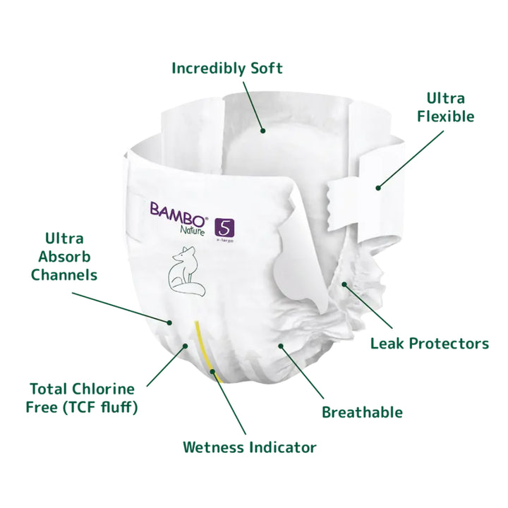 Bambo Nature Taped Diapers Size 5 (XL) (22 pcs) (12-18 kg)