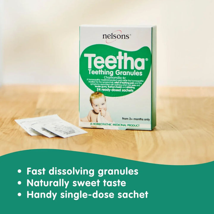 Nelsons Teetha Teething Granules Chamomilla 6C – 24 Sachets