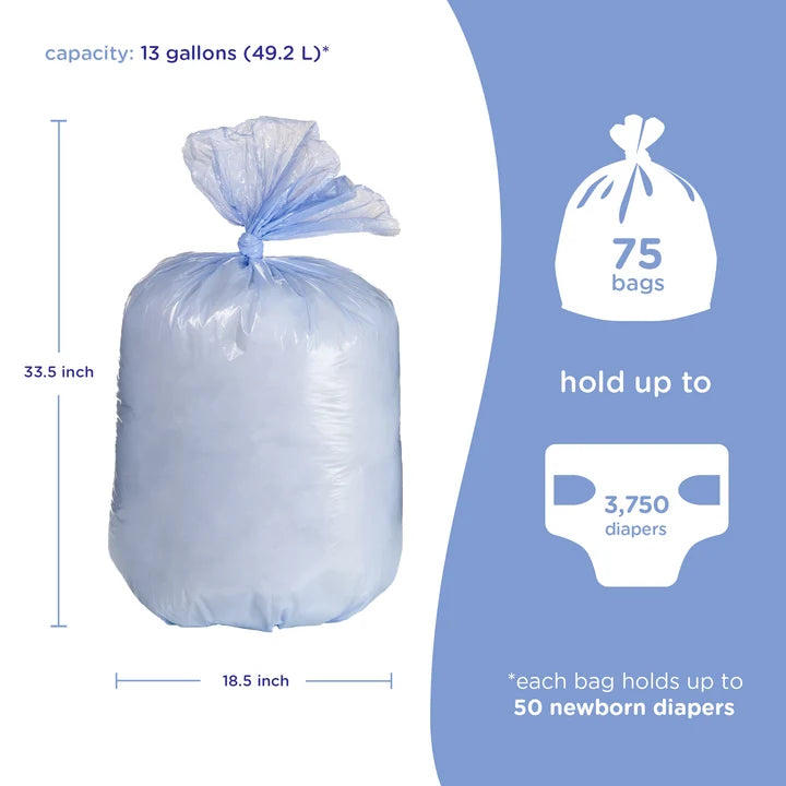 Ubbi Diaper Pail Plastic Bags, 75 Count