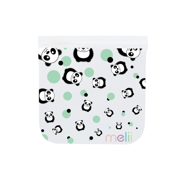 melii Reusable Snack Bags with Zip Closure - 4 pack (2 Panda + 2 Bear)