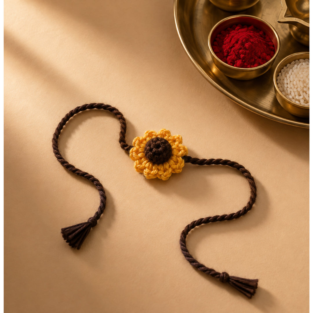 La Plume Sunflower Crochet Rakhi