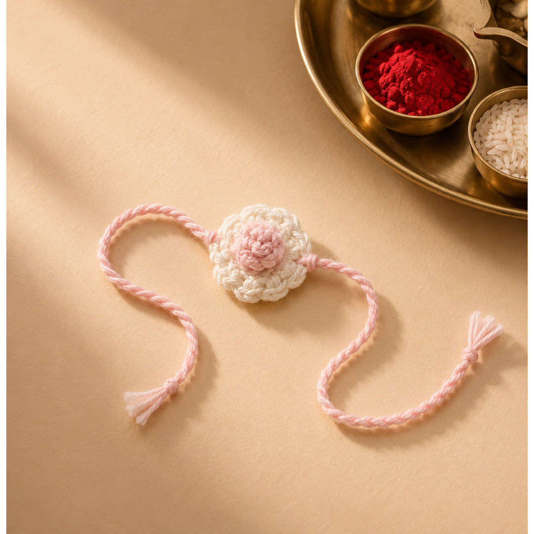 La Plume Rose Crochet Rakhi