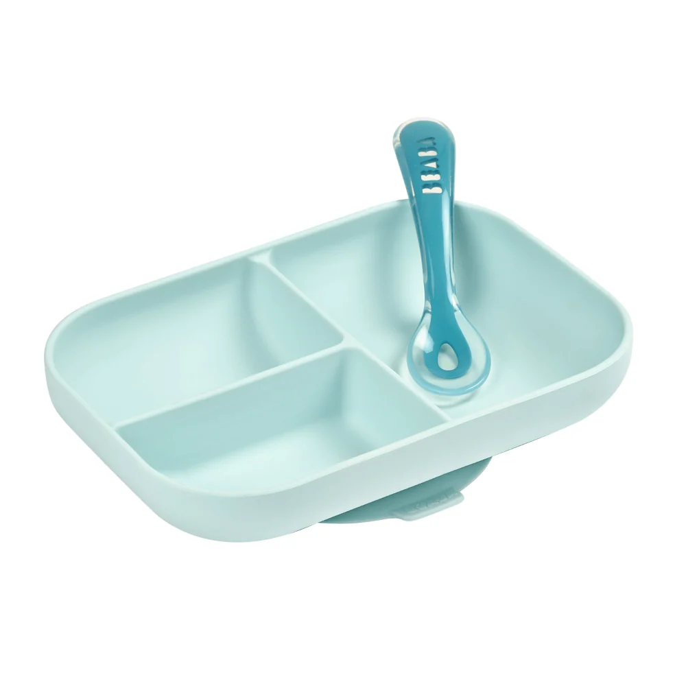 Beaba Silicone Suction Divided Plate + 2nd Stage Spoon