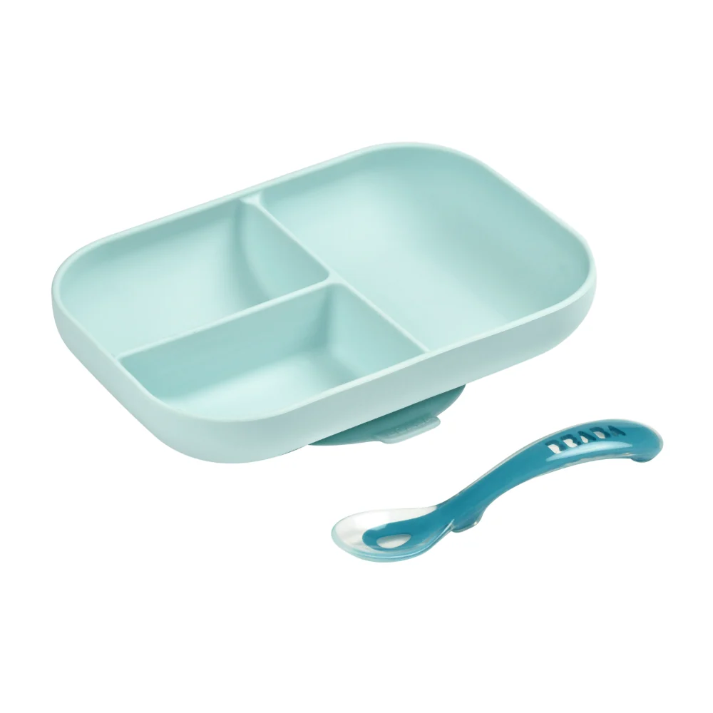 Beaba Silicone Suction Divided Plate + 2nd Stage Spoon