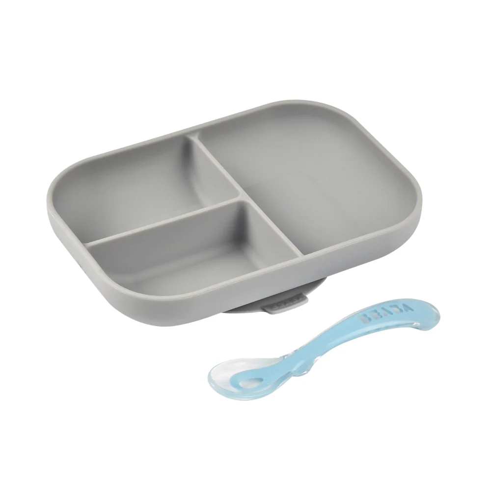 Beaba Silicone Suction Divided Plate + 2nd Stage Spoon