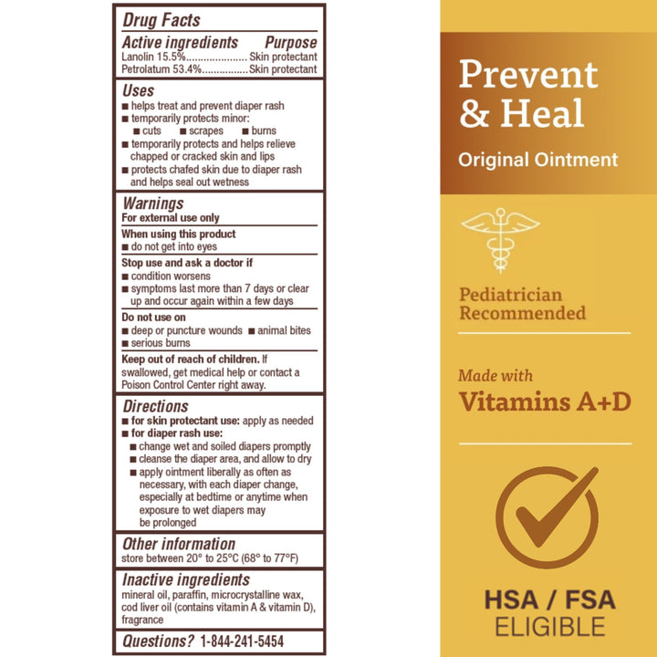 A+D Prevent + Heal Diaper Rash Ointment
