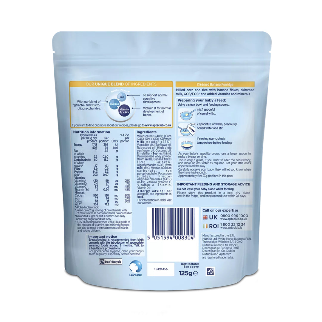 Aptamil Creamed Banana Porridge (4-6+ Months) (125g)