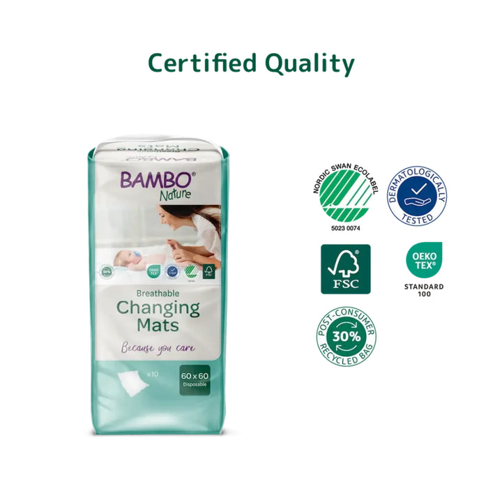 Bambo Nature Disposable Changing Mats (60×60 cm) (10 pcs)