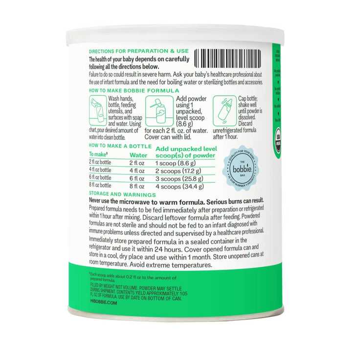 bobbie Organic Original Infant Formula (0-12 Months) (400g)