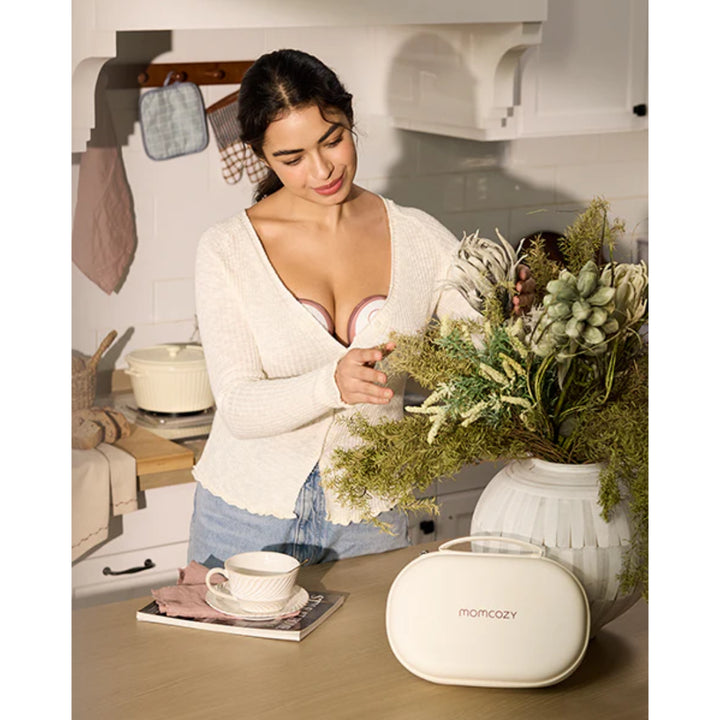 momcozy M6 Wearable Single Electric Breast Pump (Cozy Red)